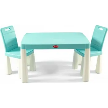 Hračka pro nejmenší Doloni set dětský stůl a dvě židle tyrkysová