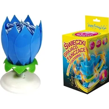 Dortová svíčka Svíčka-lotosový kvet zpívající modrý