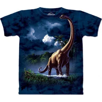 Pánské tričko Pánské batikované triko The Mountain Brachiosaurus - modrá Velikost: S