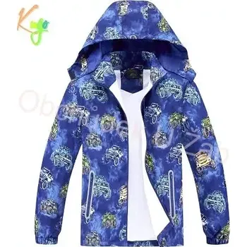 Chlapecká bunda Chlapecká BUNDA letní/jarní modrá Kugo B2865 (- šusťáková bunda s látkovou podšívkou)