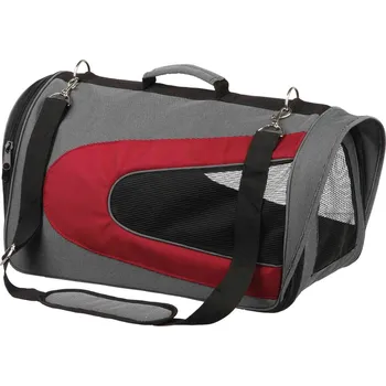 přepravka pro zvíře ALINA nylonová přepravní taška se síťkou 27x27x52 cm, - antracit/bordó max.5 kg