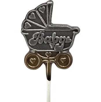 Čokoláda Chocolenka Čokoládové lízátko - Kočárek (stříbrný)