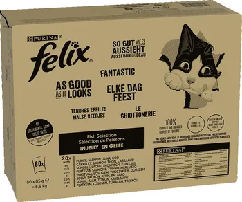 Krmivo pro kočku Purina Felix Fantastic Adult kapsička Plaice/Salmon/Tuna/Cod 80x 85 g