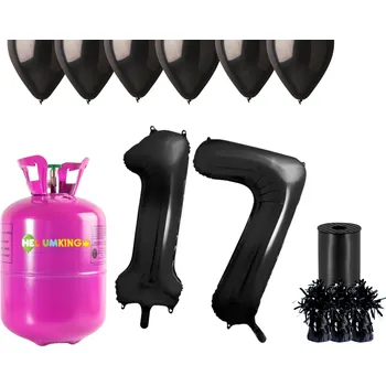 Party dekorace HeliumKing Helium párty set na 17. narozeniny s černými balóny