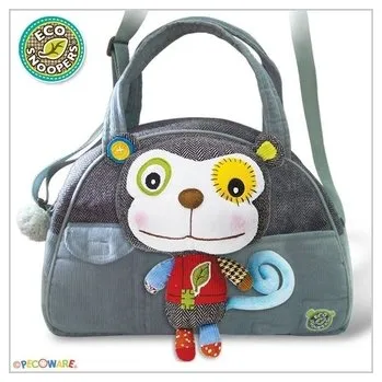 EcoSnoopers Stylová dětská taška Opička - šedá