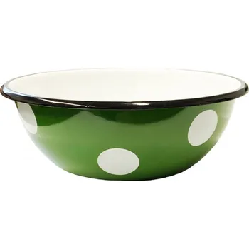 Smaltovaná mísa 1,5L Zelená s bílým hráškem