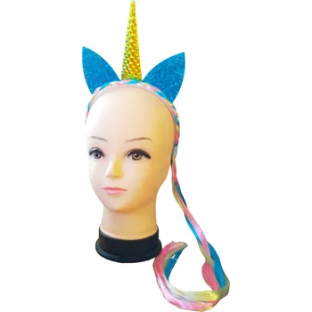 wiky Set karneval - čelenka JEDNOROŽEC s copem Modrá