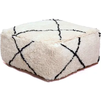 Taburet Krásy Orientu Skandinávský taburet z ovčí vlny Stripe Wool Longue - čtvercový