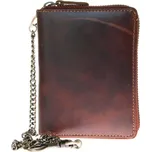 Velká celokožená peněženka s 50 cm dlouhým kovovým řetízkem a karabinkou