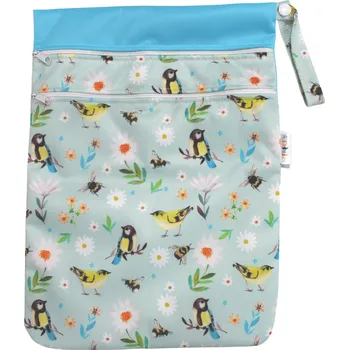 Pytel na pleny Breberky Pytel PUL dvoukomorový - Sýkorky v kopretinách M