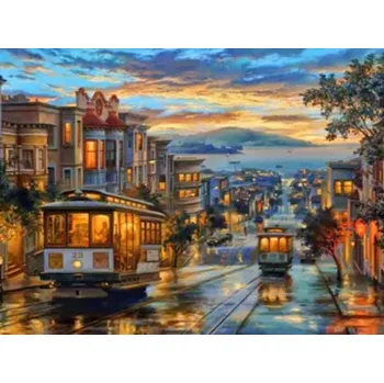 Diamantové malování Diamantové malování/Huacan - Tramvaj v San Franciscu