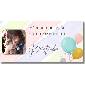 Party dekorace Personal Narozeninový banner s fotkou - Pastel birthday Rozměr banner: 130 x 65 cm