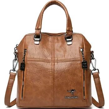 Městský batoh Dámský kožený batoh FLY FF257 Barva: Hnědá