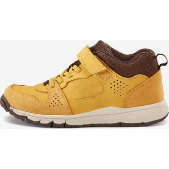 Dívčí obuv DECATHLON Dětské kožené boty na suchý zip 560 Protect 28 BÉŽOVÁ|KAŠTANOVÁ|ŽLUTÁ