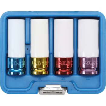 BGS 9847, Sada nástrčných hlavic | 12,5 mm (1/2") | 17 / 19 / 21 / 22 mm | 4dílná