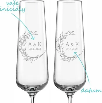 Sklenice Svatební skleničky na sekt Luční věnec, 2 ks