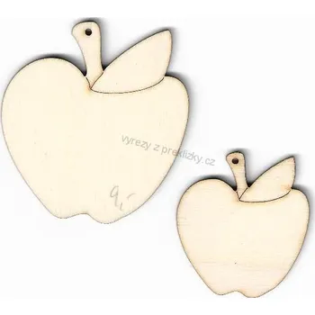 Stavební deska Výřez z překližky, K25/2, JABLKO S LISTEM-malé, 4x4,5cm, 1ks