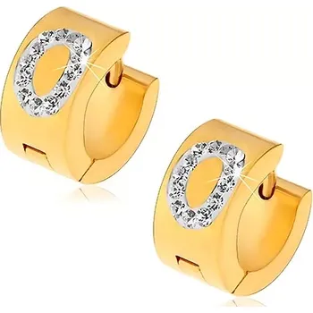 Náušnice Náušnice z chirurgické oceli zlaté barvy, písmeno O vykládané čirými zirkony