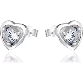 Náušnice Stříbrné náušnice 925 - zirkon v srdcovém rámečku