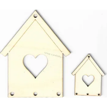 Překližka Výřez z překližky, S29/1, BUDKA SE SRDÍČKEM-velká, 10x12,5cm, 1ks