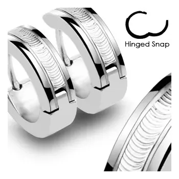 Náušnice Náušnice z chirurgické oceli - stříbrné barvy s ozdobným pásem