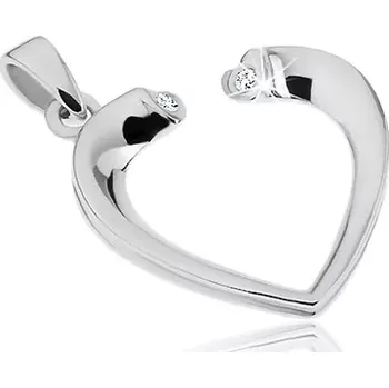 Přívěsek Stříbrný přívěsek 925 - obrysové srdce se zirkony