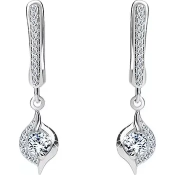 Náušnice Náušnice ze stříbra 925, asymetrická kapka, kulatý zirkon v čirém odstínu