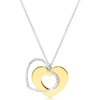 Náhrdelník Stříbrný náhrdelník 925 - lesklé srdíčko zlaté barvy s třpytivou konturou