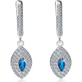 Náušnice Stříbrné náušnice 925 - třpytivé zirkonové zrno, zirkon v modré barvě