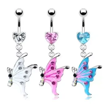 Piercing Piercing do pupíku - motýlek - Barva piercing: Bílá