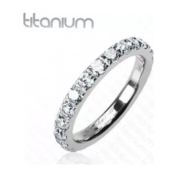 Prsten Titanový prsten se zirkony po celém obvodu - Velikost: 51