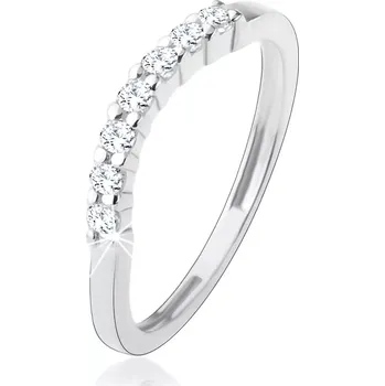 Prsten Prsten ze stříbra 925, úzká hladká ramena, zirkonový oblouk čiré barvy - Velikost: 58