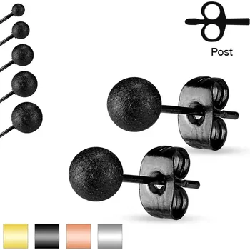 Náušnice Puzetové náušnice, ocel 316L, pískované třpytivé kuličky, 4 mm - Barva: Měděná