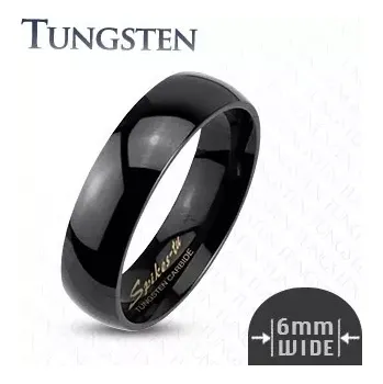 Prsten Wolframový hladký černý prsten, 6 mm - Velikost: 64