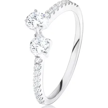 Prsten Prsten ze stříbra 925, ramena ukončená kulatými čirými zirkony - Velikost: 50
