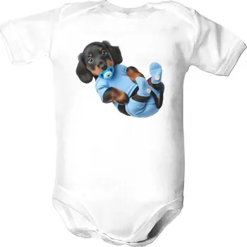 Kojenecký body Dětské body s potiskem jezevčík bude to kluk dětské