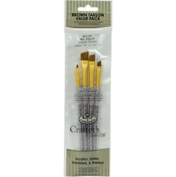 Umělecký štětec Malířské štětce 4 ks ,, Brown Taklon Angular" Vel. 3,6,10,13 mm