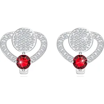 Náušnice Náušnice ze stříbra 925 - kulatá trojúhelníková linie s kruhem a červeným kulatým zirkonem