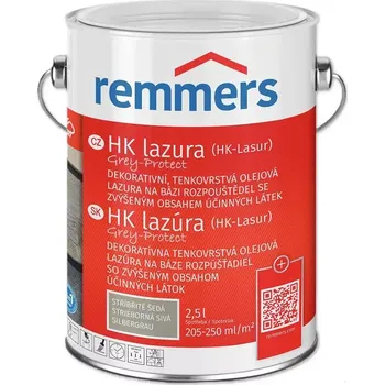 lazura 2,5 l Remmers HK Lazura Grey Protect - okenní šedá (Slabovrstvá lazura na dřevo v šedých odstínech)