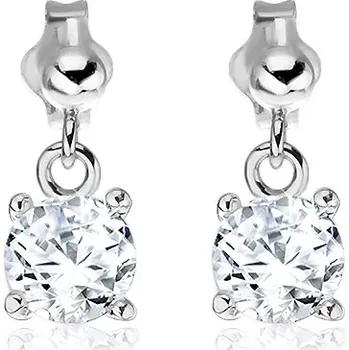 Náušnice Stříbrné puzetové náušnice 925 - visací kruhový čirý zirkon, 6 mm