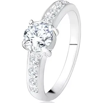 Prsten Prsten ze stříbra 925, čiré rovné linie se zirkony, broušený čirý kámen - Velikost: 52