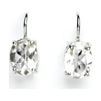 Náušnice Zlaté náušnice,bílé zlato, náušnice se zirkony a přírodním křišťálem, NK 1245