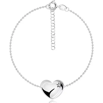 Náramek Brilantní náramek ze stříbra 925 - vypouklé srdce, hvězda Polaris, čirý diamant