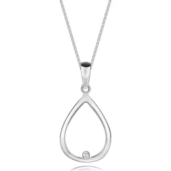 Náhrdelník Stříbrný náhrdelník 925 - diamant, kontura slzy, nastavitelná délka