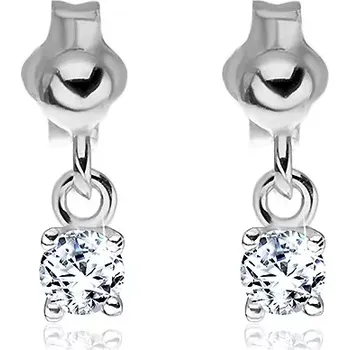 Náušnice Náušnice ze stříbra 925 - čirý zirkon visící na puzetce, 3 mm