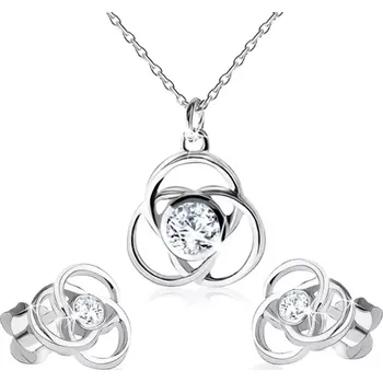 Náhrdelník Náušnice a náhrdelník ze stříbra 925, obrys květu, kulaté okvětní lístky, zirkon