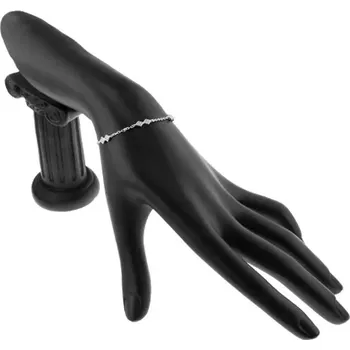 Náramek Stříbrný náramek 925, dvojice čirých kosočtverců, oválná očka