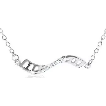 Náhrdelník Stříbrný 925 náhrdelník, zvlněná linie, čirý zirkonový pás