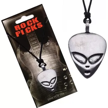 Náhrdelník Šňůrkový náhrdelník - černý, plochá hlava mimozemšťana