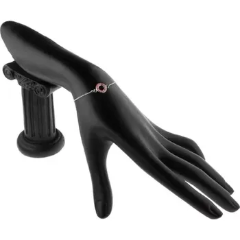 Náramek Stříbrný náramek 925 - řetízek s kruhem a růžovými zirkony